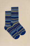 BAM Haytor Bamboo Socks 8-11UK in Blue Yellow Stripe