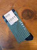 BAM Narrow Stripe Bamboo Socks Pair 4-7 UK Navy Blue Stripe