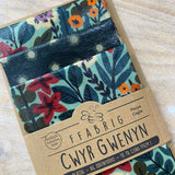 Beeswax Fabric Wraps - Kitchen Pack/Pecyn Cegin Organic Cotton 3 pack in the colour Blodau