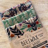 Beeswax Fabric Wraps - Kitchen Pack/Pecyn Cegin Organic Cotton 3 pack in the colour Wild Meadow