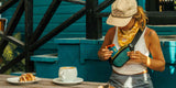 Chums Surfshorts Wallet in teal rust