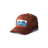 KAVU Above Standard Trucker Hat in the colour cherry mahogany shown from the front