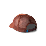 KAVU Above Standard Trucker Hat in the colour cherry mahogany shown from the back