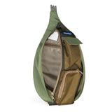 KAVU Mini Rope Sling in the colour ground cover shown from the front open