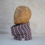 Little Brown Bird Company Welsh Tapestry Merino Double Sided Snood - Leaf in the colour Plum