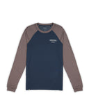 Mons Royale Icon Merino Raglan Long Sleeve in the colour Midnight Iron shown from the front