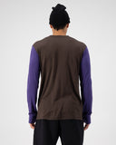 Mons Royale Yotei LS in the colour violet/ cedar/ black shown from the back