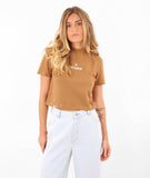 Oxbow MOKOV Cropped Tee in the colour Camel shown from the front