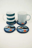 Pachamama Circus Of Puffins Coasters 4 coasters and two cups