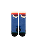 Stance Divided Lines Crew Sock in the colour blue shown flat from the topside