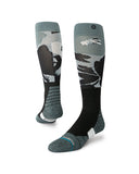 Stance Flower Frost Snow Ski Sock in the colour teal shown on a foot shape..