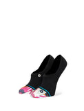 Stance Unwind Tab Sock in the colour Black shown on a foot shape..
