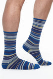 BAM Haytor Bamboo Socks 8-11UK in Blue Yellow Stripe