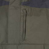 Hilltrek Liathach Natural Smock CA in Olive/Charcoal colour showing detail of the left hand chest pocket for compass etc