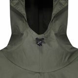 Hilltrek Organic Cotton Poncho in Olive Hood Collar Detail