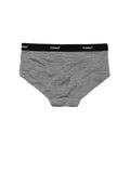Howies Women's Boxhers Merino Undies Boxer Briefs in grey marl with black branded waist band, showing the back view.