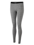 Howies Women's Merino Long Janes Leggings in Marl Grey looking slightly weird on a bandy legged mannequin.