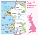 An image showing the area covered by the OS Landranger 157 map of St Davids & Haverfordwest