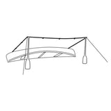 Photo of Robens Tarp 3x3m showing set up using canoe and paddles to form a shelter