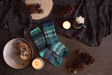 Solmate Evergreen Crew Socks cosy, cake and pine-cones