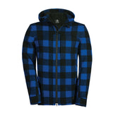 Swanndri Men's Hudson Wool Hoodie in blue black check front