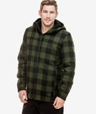 Swanndri Men's Hudson Wool Hoodie in olive, black check