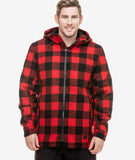 Swanndri Men's Hudson Wool Hoodie in red, black check