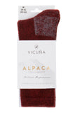 Vicuna Alpaca Fully Cushioned Socks in the colour red showing the packaging.