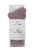Vicuna Alpaca Midweight Socks in the colour Rock Rose showing the packaging
