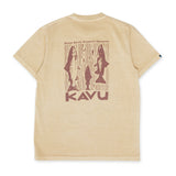 Kavu Salmon T-Shirt Olive Stone shown from the back, large screen print at centre back 