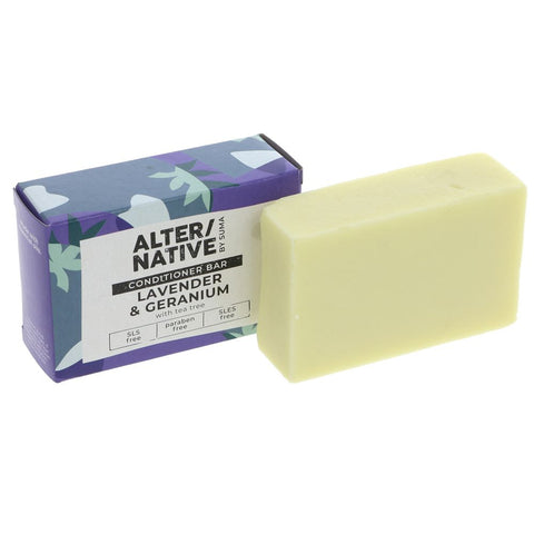 Alter/native Lavender And Geranium Conditioner Bar 90g in front of box
