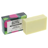 Alter/native Rose & Geranium Conditioner Bar 90g bar in front of box