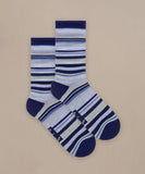 BAM Blues Bamboo Socks in the colour Navy/Green/Blue stripe