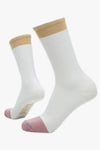 BAM Hatherleigh Bamboo Socks size UK4-7 showing the colour Cream with Beige cuffs and Pale Pink toes