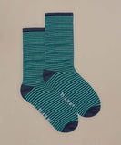 BAM Stokenham Bamboo Socks Pair 8-11 UK in the colour green stripe