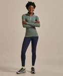 BAM Thermo Luxe Zip-Neck Base Layer in the colour Deep Emerald / Pistachio Stripe arms crossed
