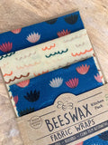 Beeswax Fabric Wraps - Kitchen Pack/Pecyn Cegin Organic Cotton 3 pack in the colour Lily Pond