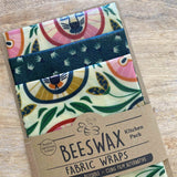 Beeswax Fabric Wraps - Kitchen Pack/Pecyn Cegin Organic Cotton 3 pack in the colour Roarsome