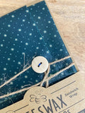 Beeswax Fabric Wraps - Sandwich Pack/Pecyn Cegin Organic Cotton pack in the colour Starry Sky