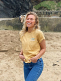 Bleubird Adrift Collection Tides Tee in the colour Mustard