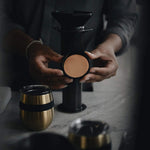 Cafe Concetto Filter Disc Rose Gold - Superfine shown used in an Aeropress