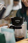 Ceado Hoop Coffee Brewer in the colour Black making a cuppa joe