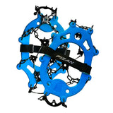 Fizan Crampons Ice/Snow shown from the front in light blue size small.