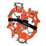 Fizan Crampons Ice/Snow shown from the front in orange size medium.