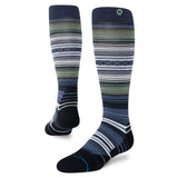 Stance Curren Mid Wool Snow Sock in the colour Navy, shown on a foot shape