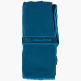 Highlander Fibre Soft Microfibre Towel with stuffsack size Medium in the colour Navy shown folded.