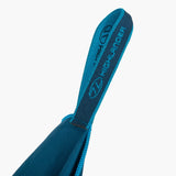 Highlander Fibre Soft Microfibre Towel with stuffsack size Medium in the colour Navy showing the hanging loop up-close.