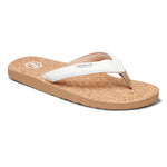 FoamLife Goldie Womens Flip Flops in the colour sand. Cork base and white strap 