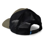 KAVU Above Standard Trucker Hat in the colour Olive topo shown from the back