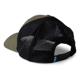 KAVU Above Standard Trucker Hat in the colour Olive topo shown from the back